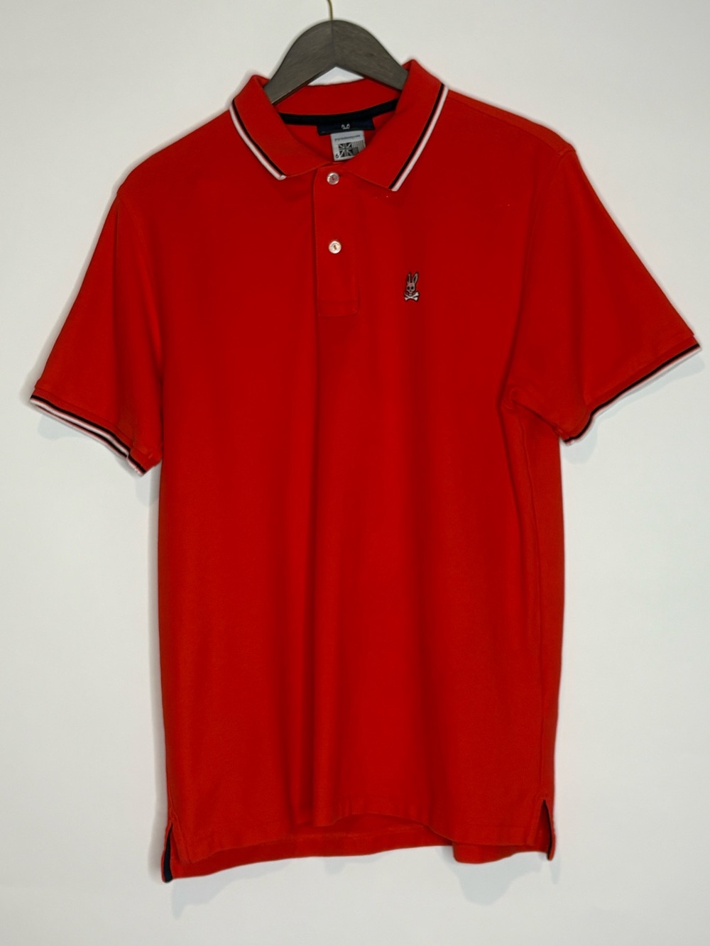 Psycho Bunny Classic Pique Polo Red Pima Cotton Short Sleeve Shirt contrast trim